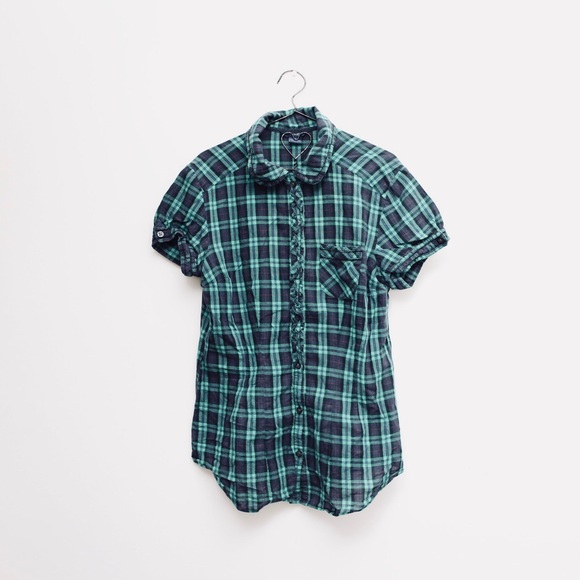 American Eagle Plaid Button-Down Blouse - Picture 1 of 1
